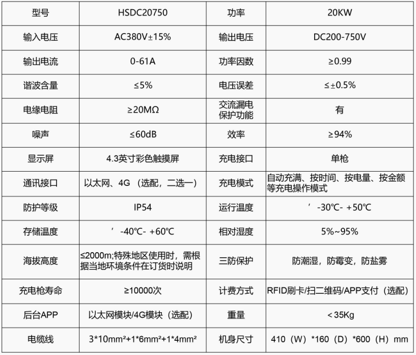 20KW壁掛/立柱式直流充電樁